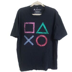 Playstation T-Shirt Ripple Junction Black Short Sleeve Gaming Graphic Tee Mens X